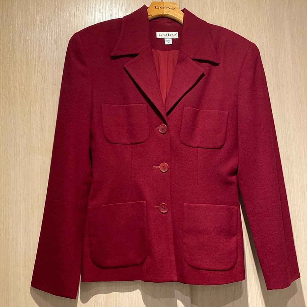 Bebe garnet red 4 pocket blazer